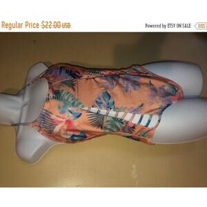 Sexy Cutouts Vintage pink Tropical floral swimsuit swim wear size medium 7 8